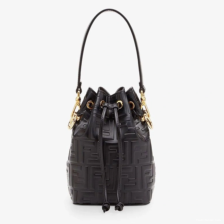 Cheap Bag Tresor Leather Calf In Mon Fendi Mini Bucket FF Motif Black 0824